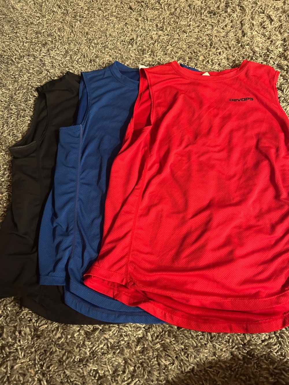 3-Pack Athletic Tank Tops - Red, Blue, Black